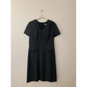 Boss Hugo Boss Charcoal Great Sheath Dress US 8 96% Wool Lined V-Neck Office